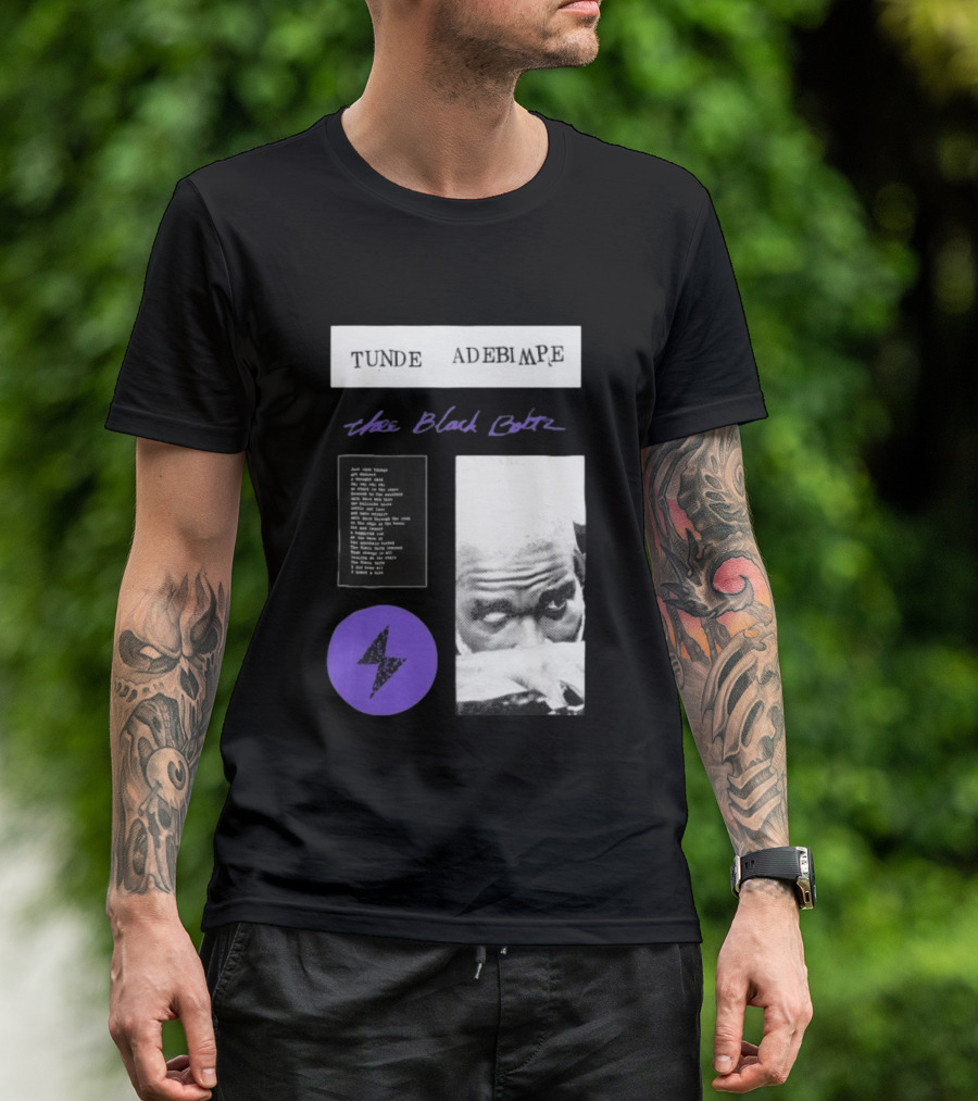Tunde Adebimpe Thee Black Boltz Just Above Thunder Purple Lightning T-Shirt