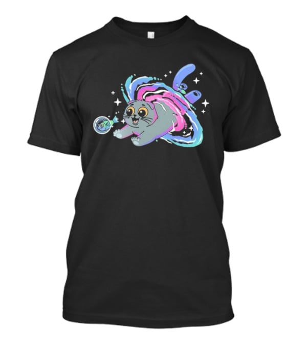Vegetta777 Do Cats Dream Of Space Cosmic Adventure Cat And Fish In Space Dreams T-Shirt