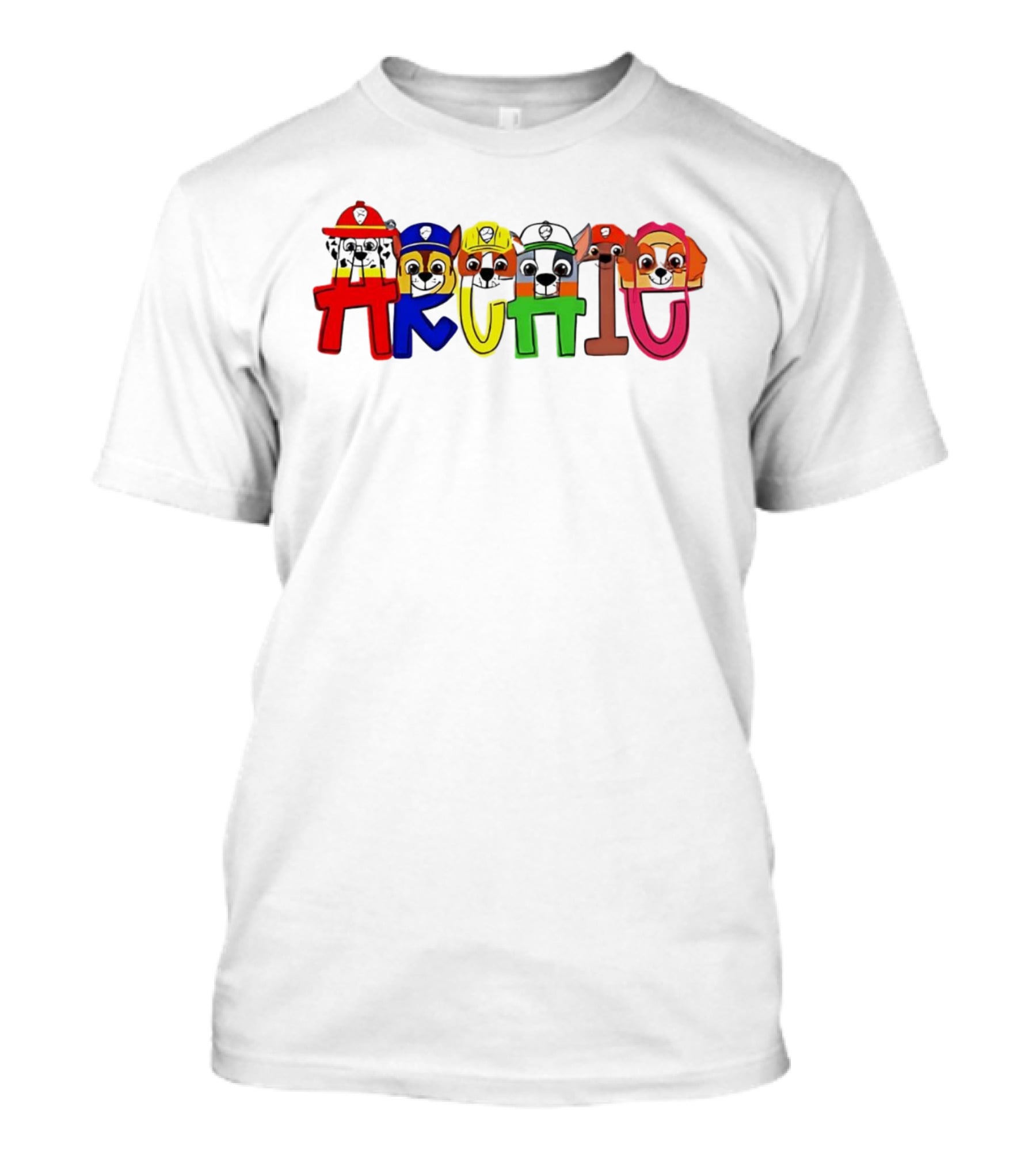 PAW Patrol Archic Cute Colorful Character Letters T-Shirt