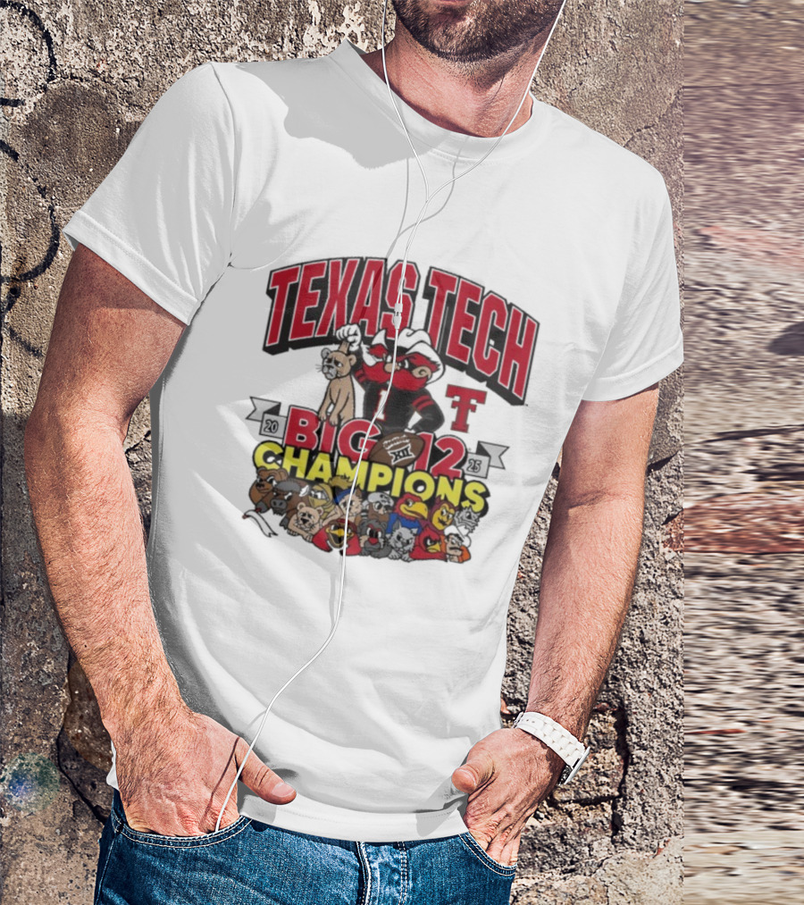 Texas Tech Red Raiders Big 12 Champions 2025 Victory Over BYU Cougars Mascot Celebration T-Shirt