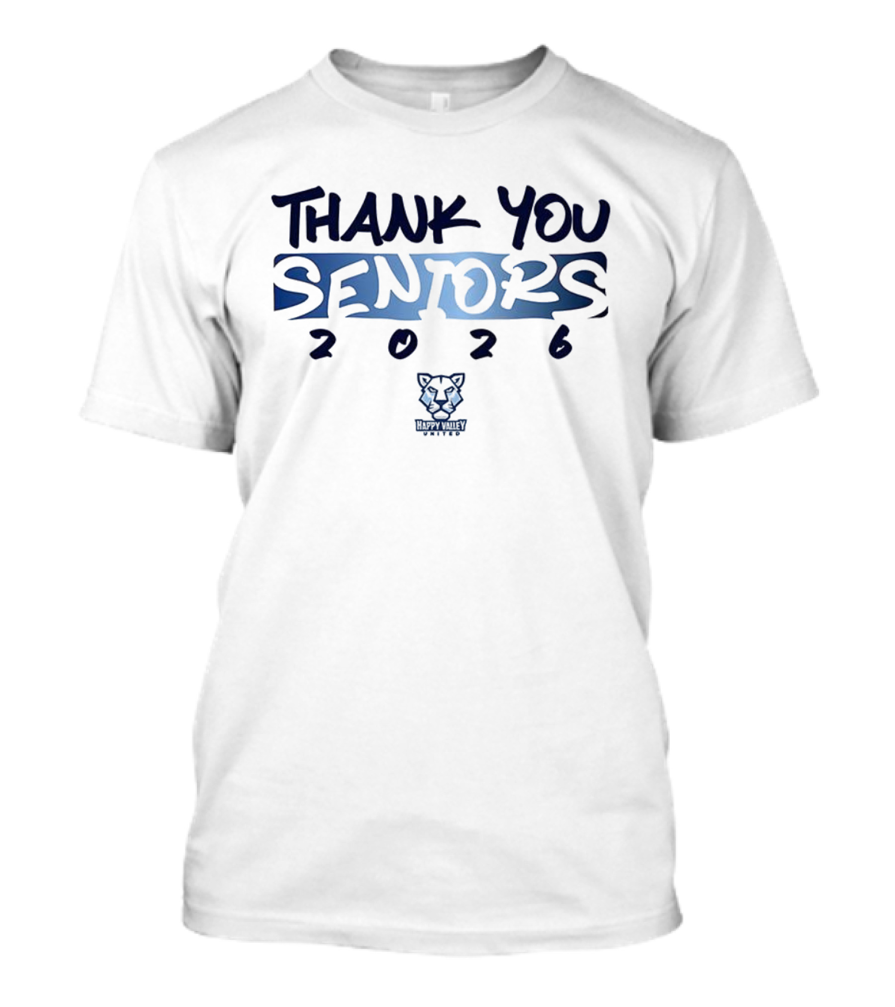 Thank You Seniors 2026 Happy Valley United Wolf Head Logo T-Shirt