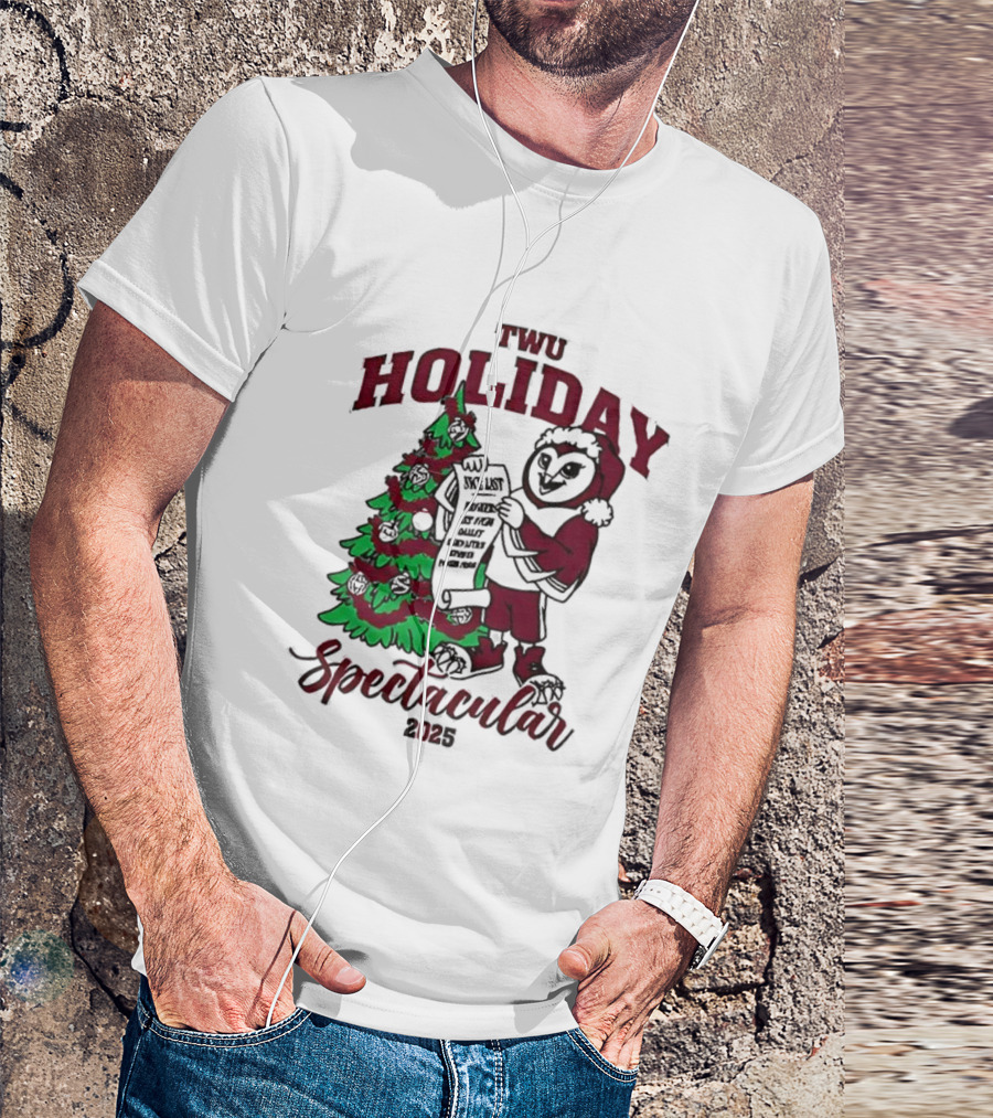 TWU Holiday Spectacular 2025 Merry Christmas Tree And Owl Santa T-Shirt