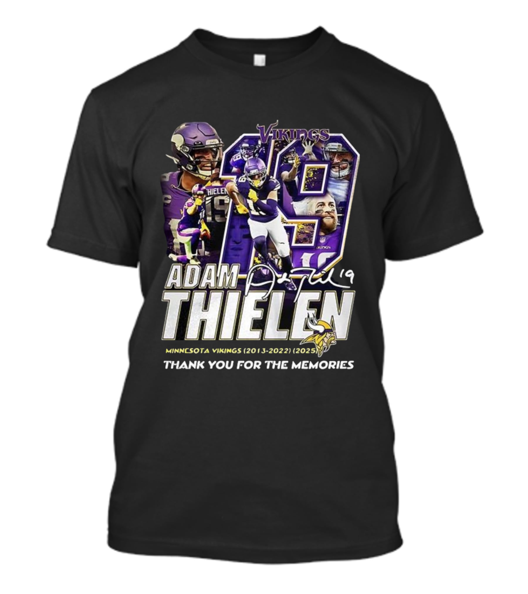Adam Thielen Vikings 19 Minnesota Memories Signature 2013-2022 T-Shirt