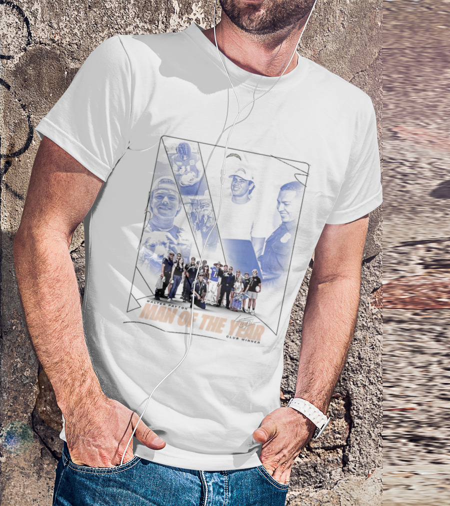 Los Angeles Chargers Man Of The Year Signature Team Celebration With Faces T-Shirt