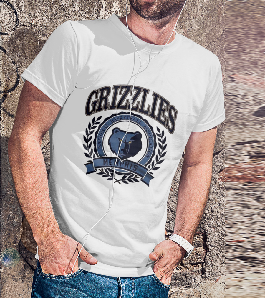 Memphis Grizzlies National Basketball Association Laurel Wreath Frame Retro T-Shirt