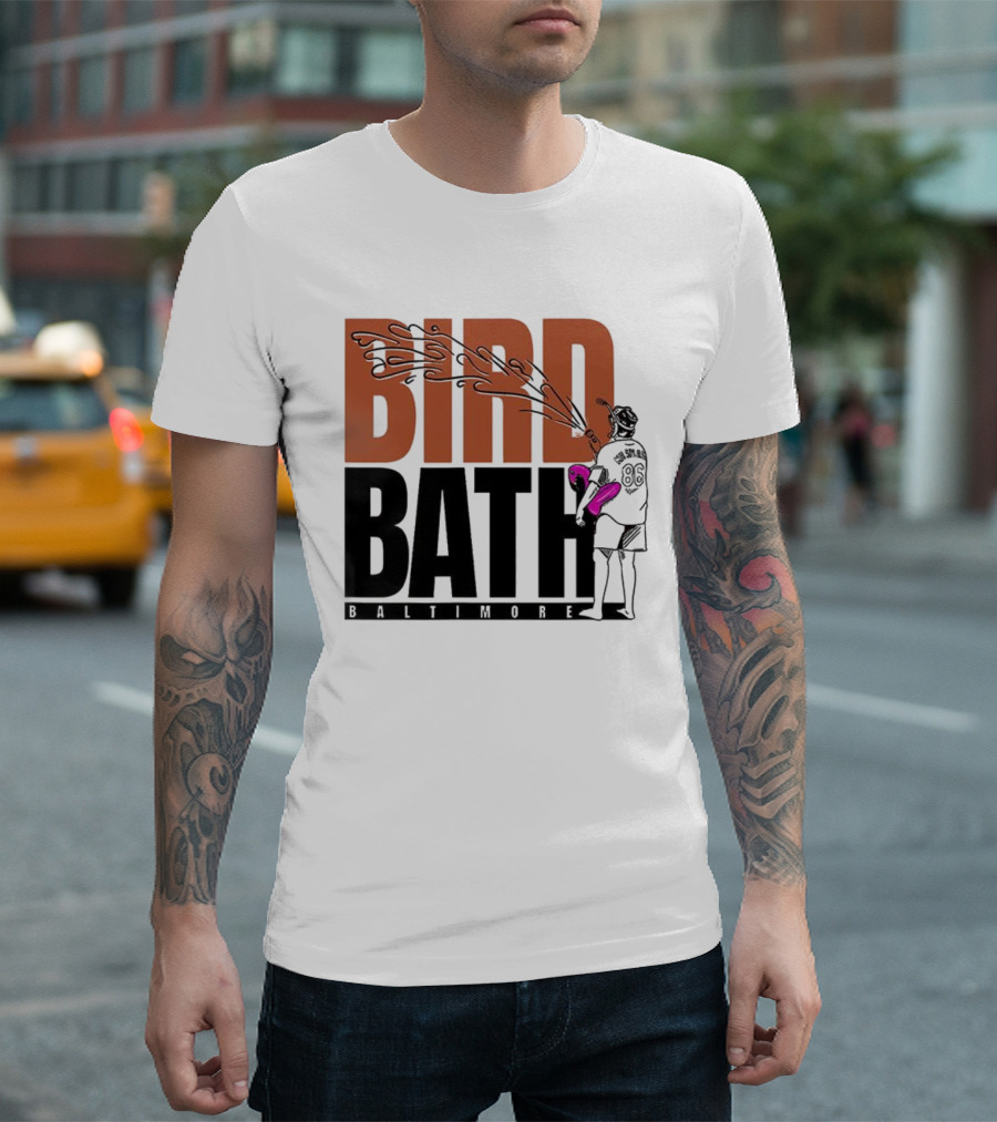 Bird Bath Mr. Splash Baltimore Orioles T-Shirt