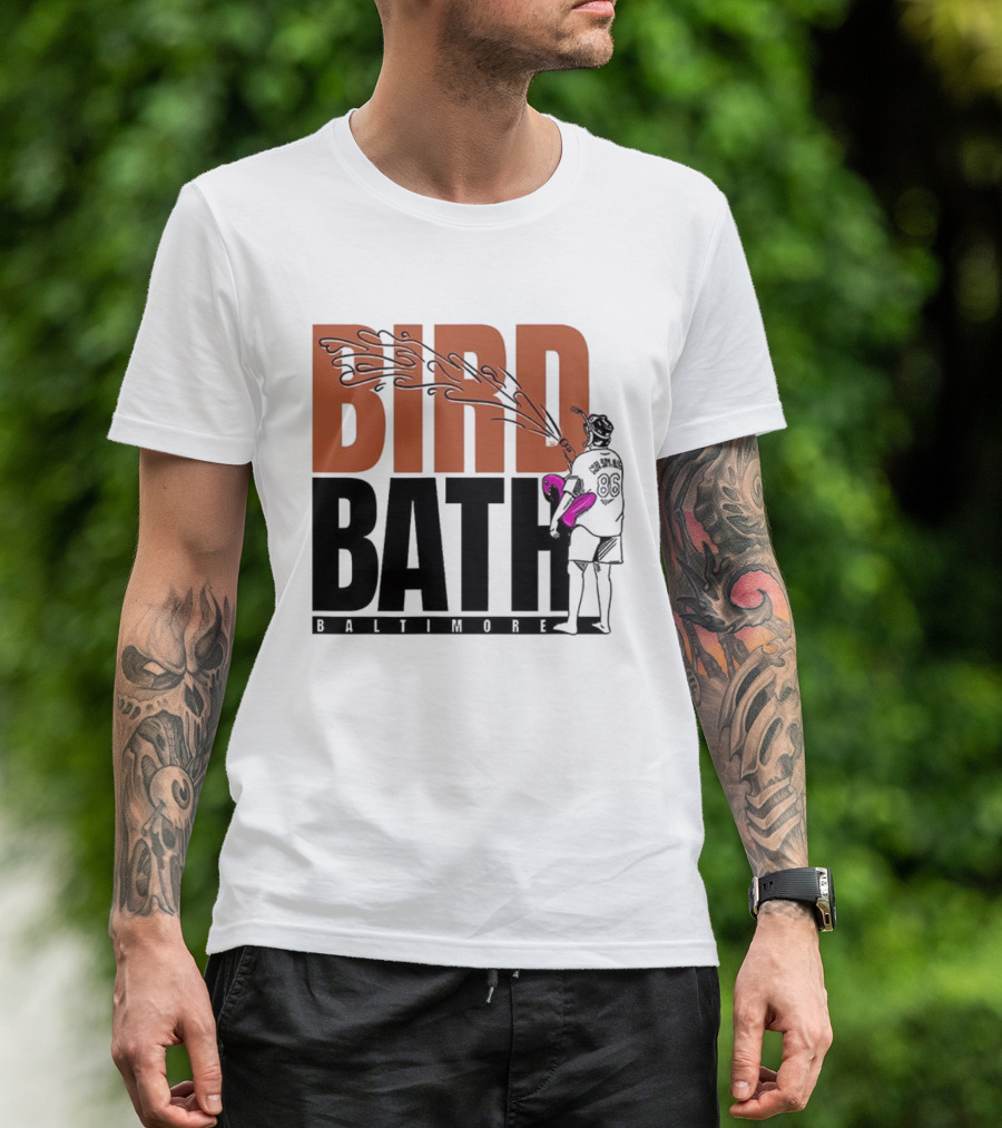 Bird Bath Mr. Splash Baltimore Orioles T-Shirt