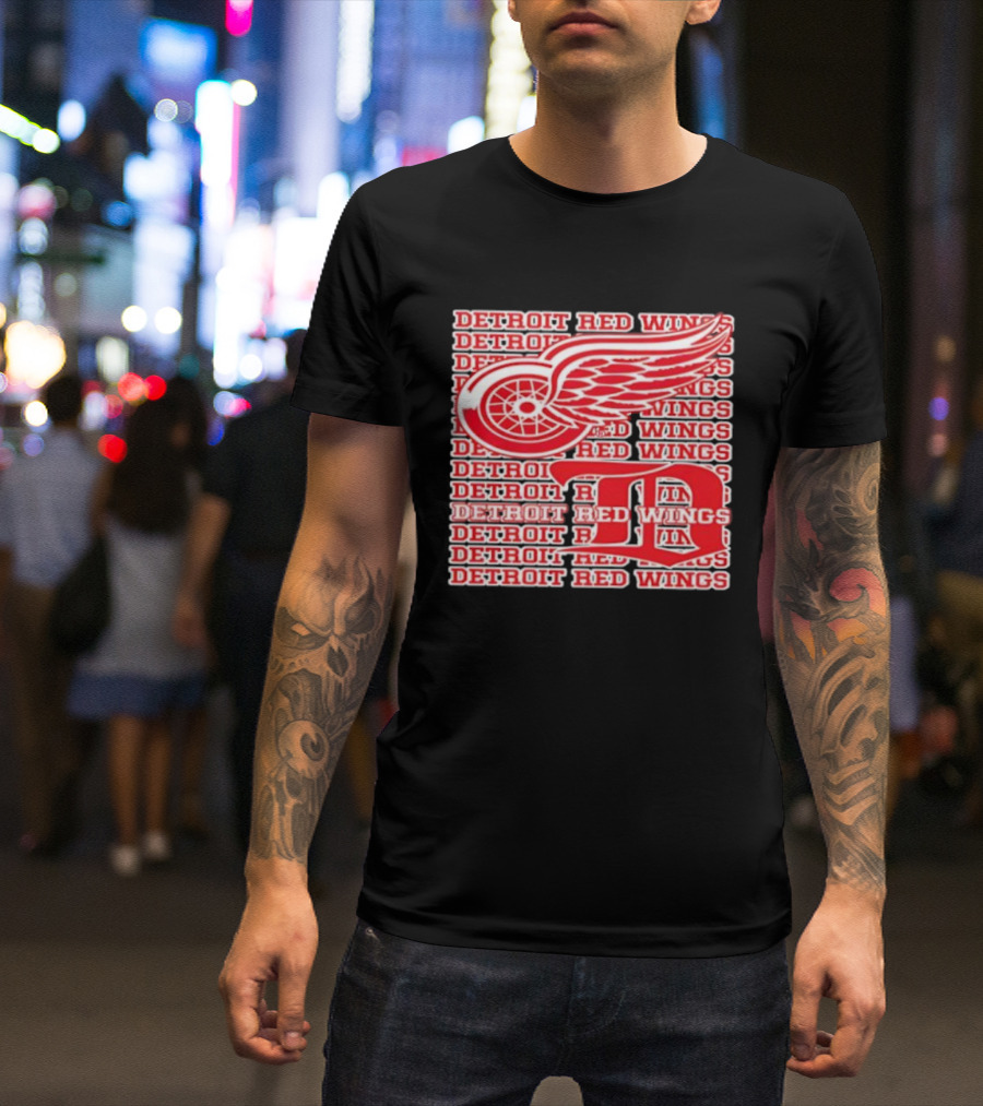 Detroit Red Wings Iconic Winged Wheel Logo Detroit D Red Wings Win T-Shirt