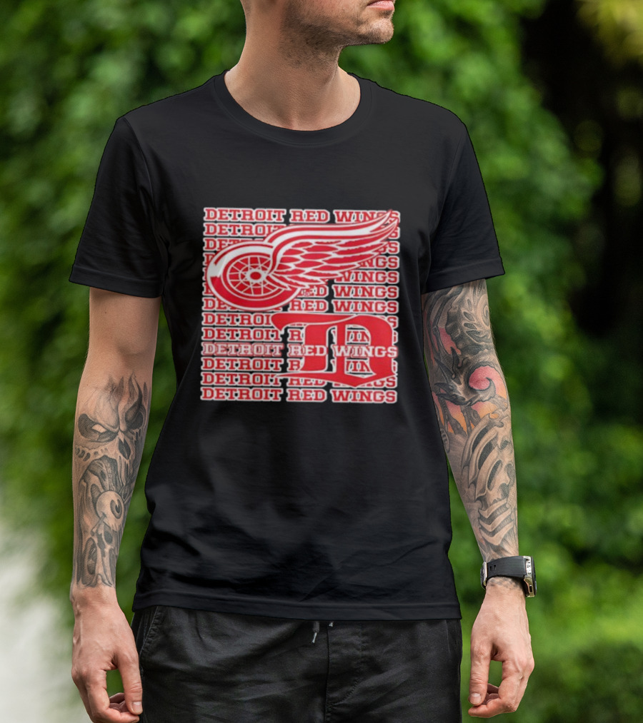 Detroit Red Wings Iconic Winged Wheel Logo Detroit D Red Wings Win T-Shirt