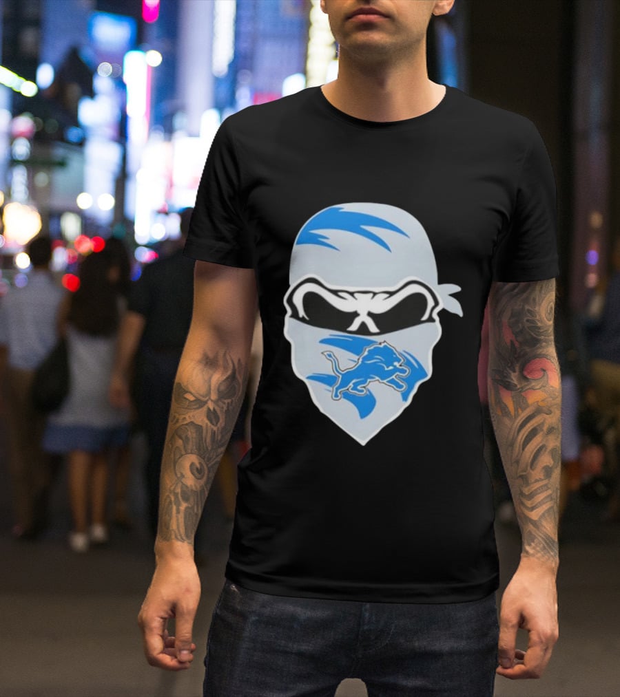 Bandana Man Detroit Lions Skull Stylish T-Shirt