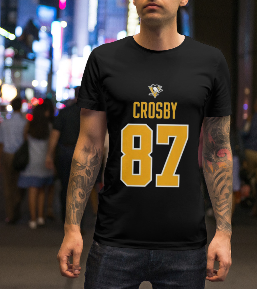 Crosby 87 Black Pittsburgh Penguins Stylish T-Shirt