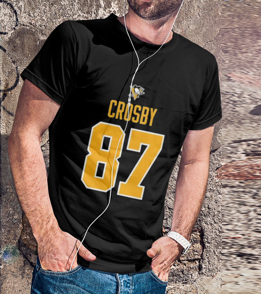 Crosby 87 Black Pittsburgh Penguins Stylish T-Shirt