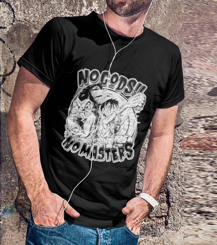 Luffy No Gods No Masters Powerful Artwork T-Shirt