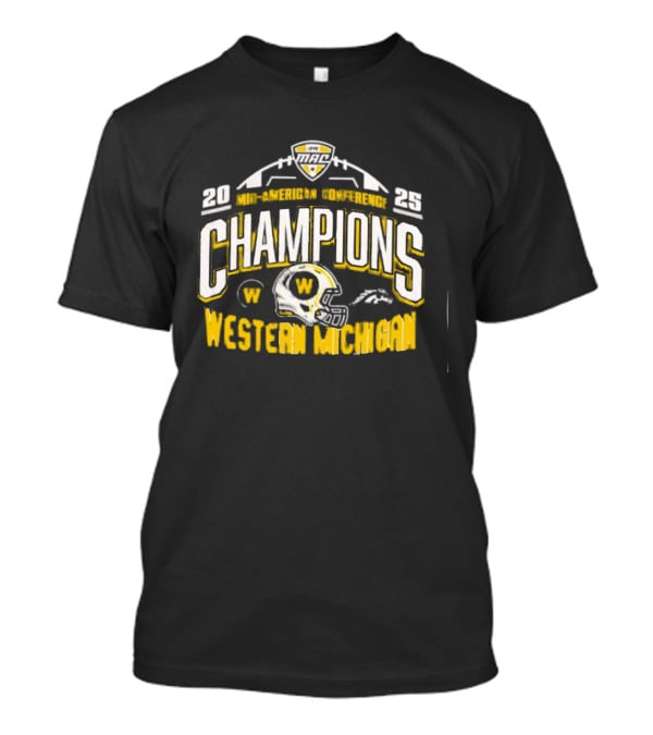 Western Michigan Broncos 2025 Mid-American Conference Champions Football Helmet Logo T-Shirt