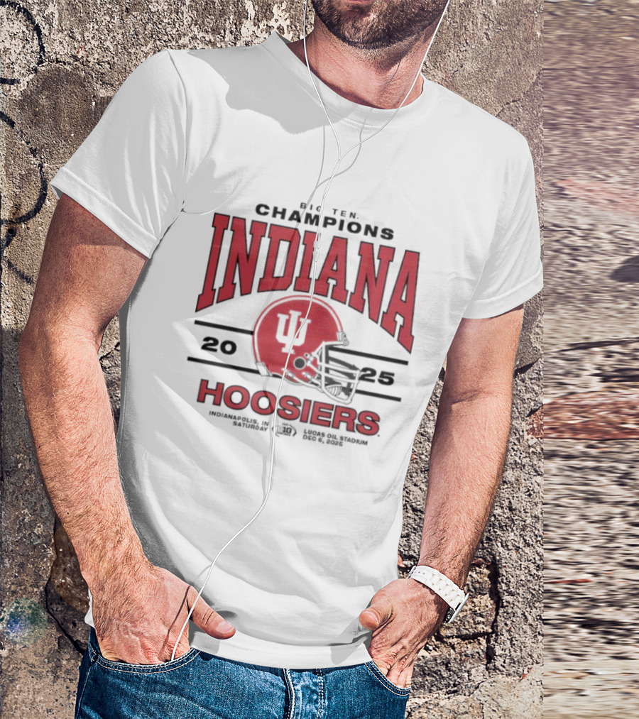 Indiana Hoosiers 2025 Big Ten Champions Football Helmet T-Shirt