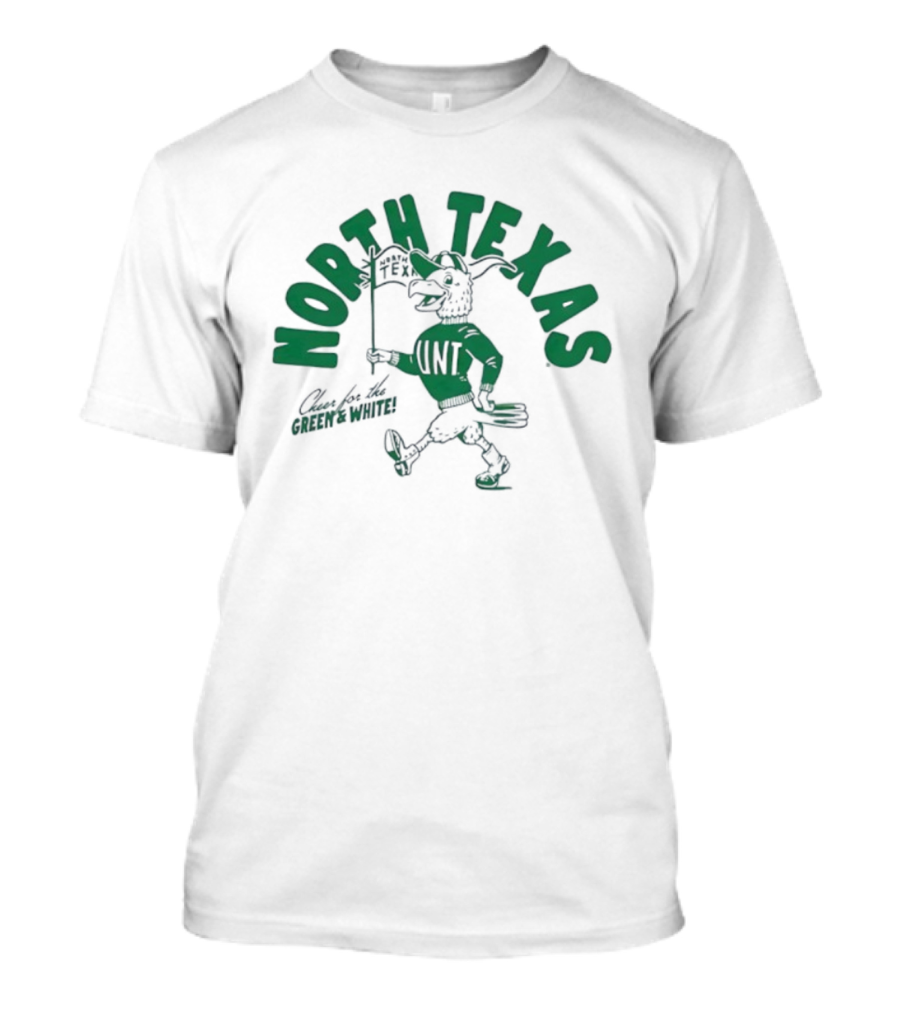 North Texas Mean Green Vintage Eagle Mascot Supporting Green And White T-Shirt