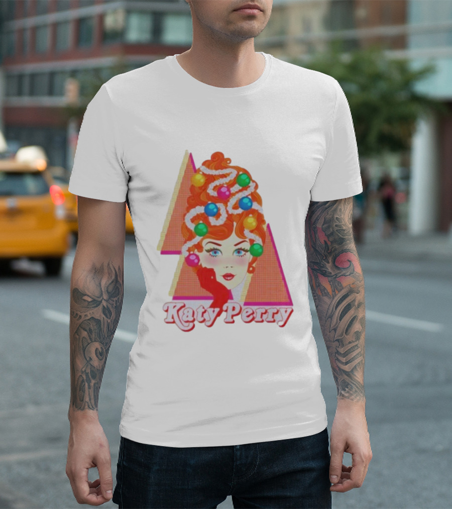 Katy Perry Christmas Candy Hair Design Merch T-Shirt