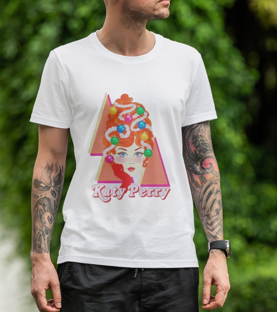 Katy Perry Christmas Candy Hair Design Merch T-Shirt