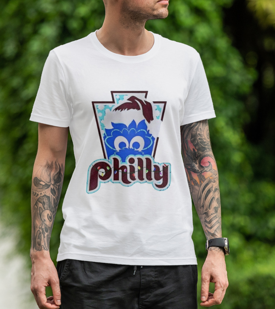 Philly Phanatic Santa Hat Christmas Philadelphia Phillies Holiday Fan Gear T-Shirt