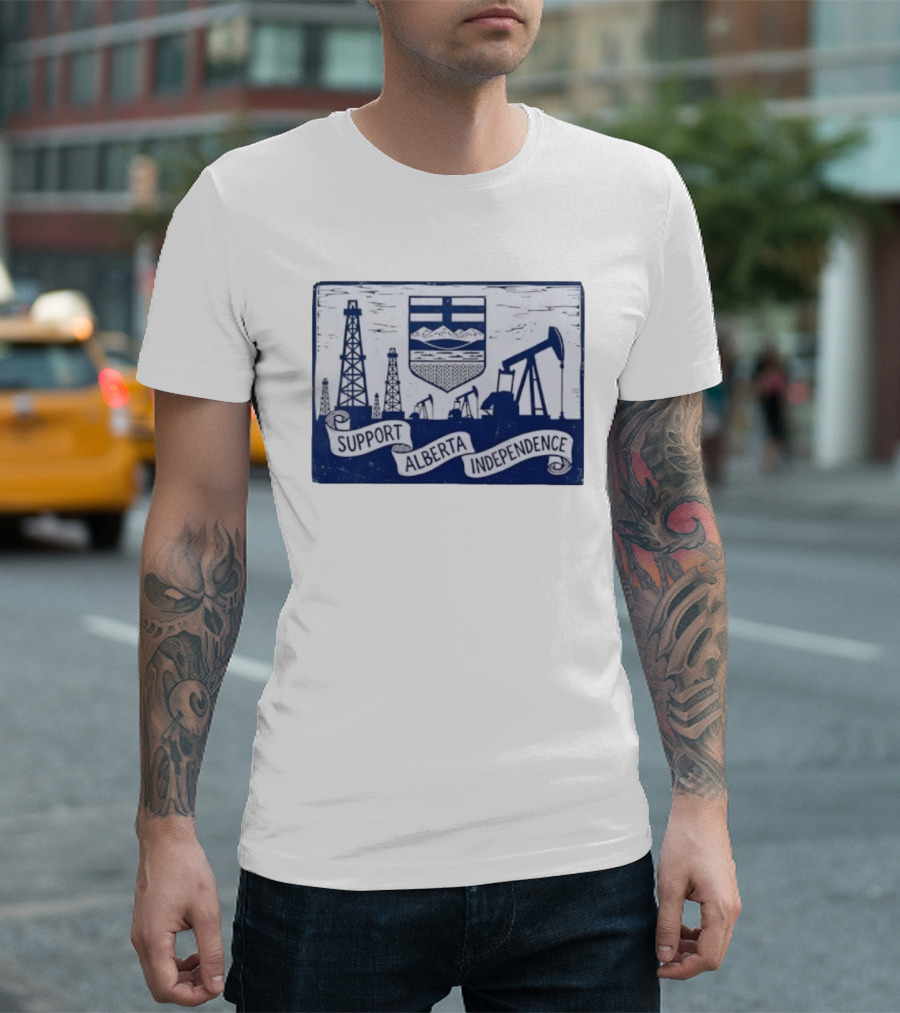 Support Alberta Independence Oil Rigs And Provincial Flag Symbol T-Shirt