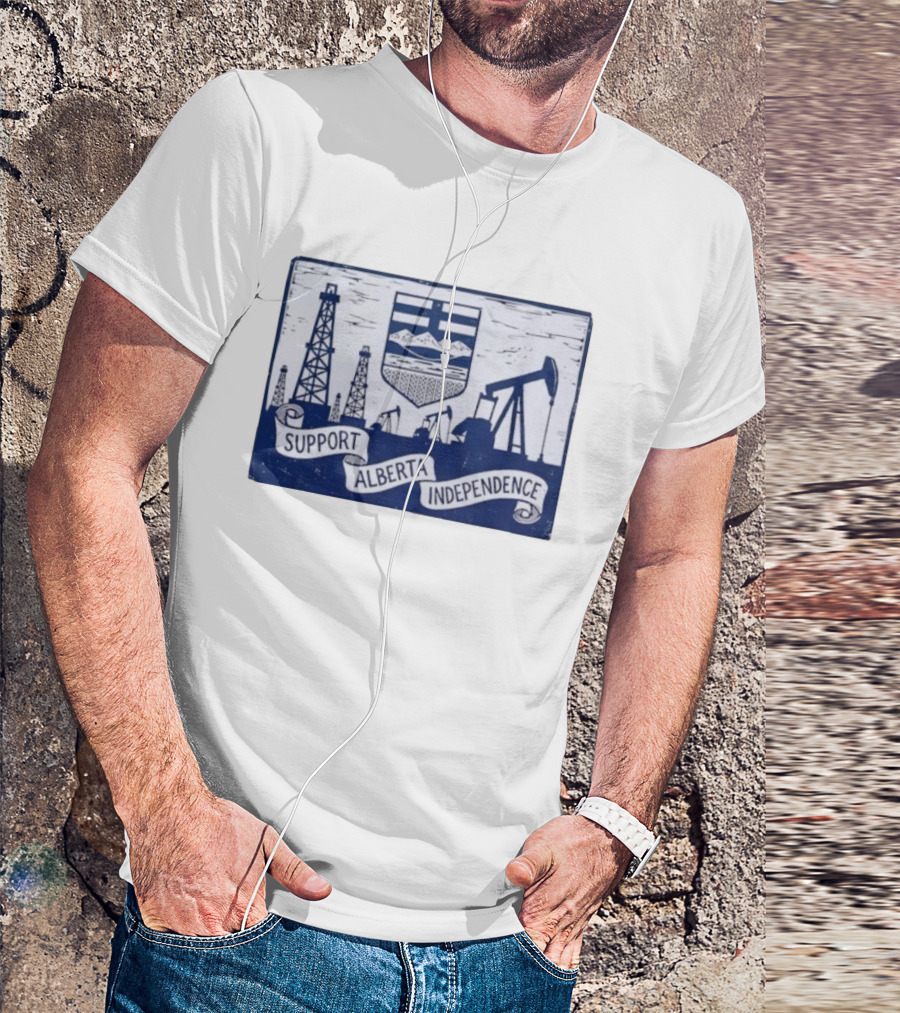 Support Alberta Independence Oil Rigs And Provincial Flag Symbol T-Shirt