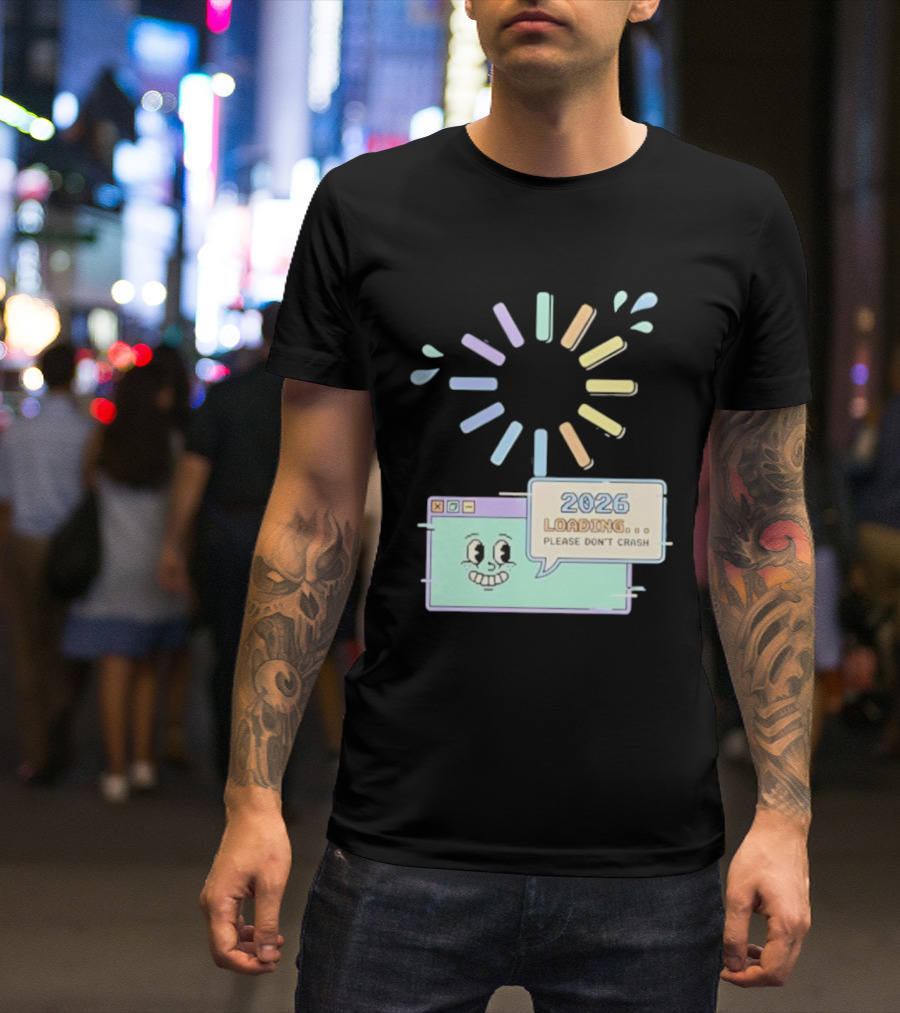 2026 Loading Please Don’t Crash Fun Pixel Art Countdown Graphic T-Shirt