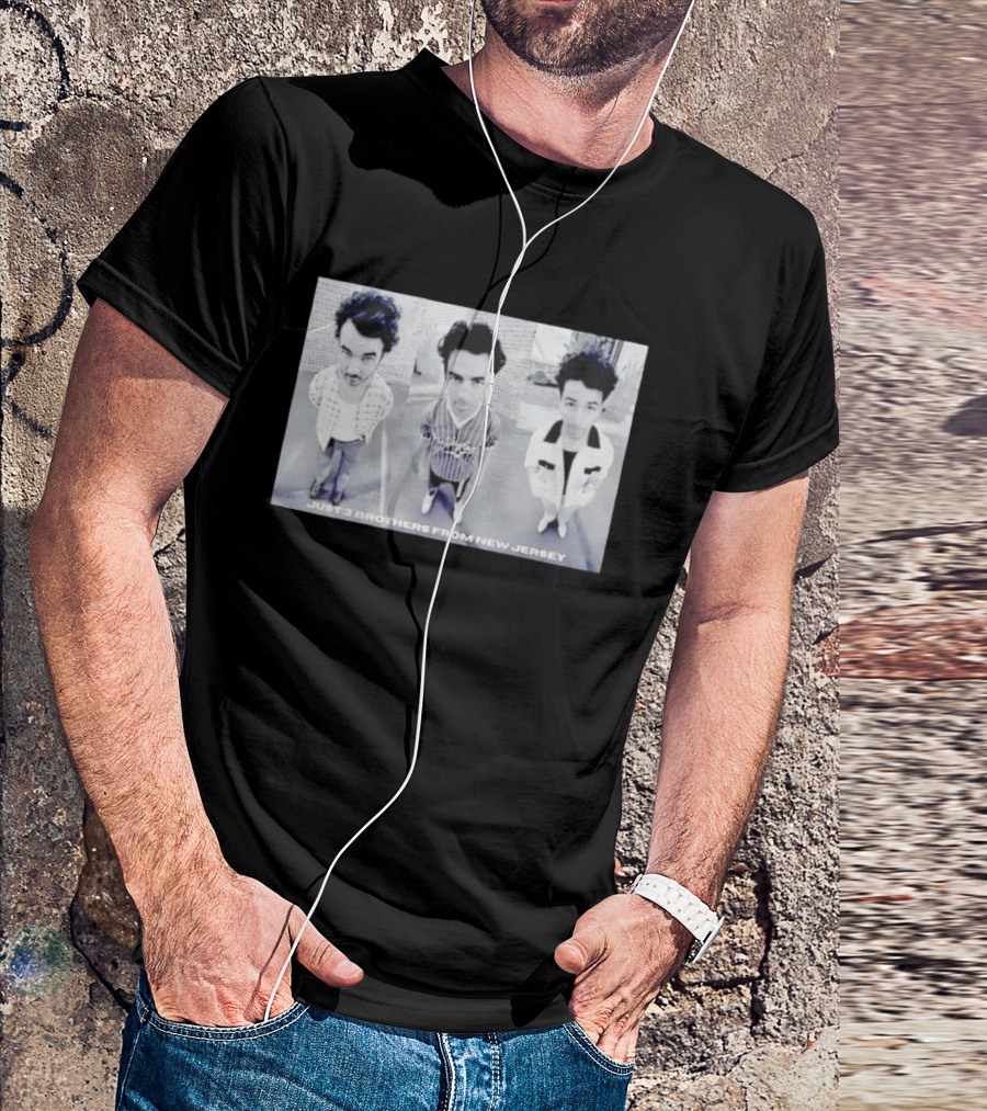 Just 3 Brothers From New Jersey Black And White Trio Image T-Shirt