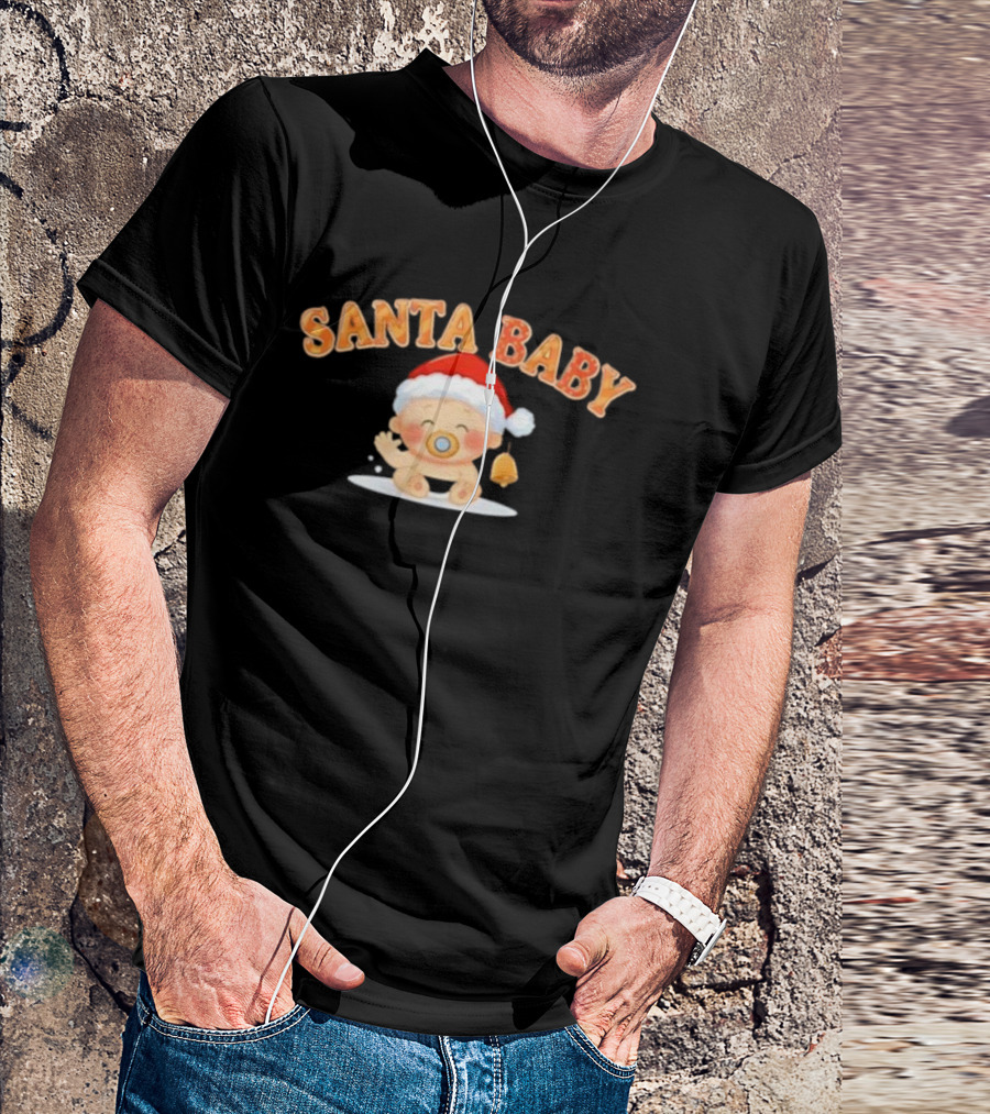 Santa Baby Holiday Infant With Santa Hat And Bell T-Shirt
