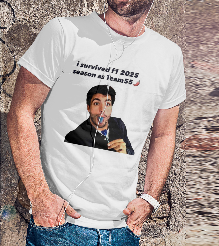 I Survived F1 2025 Season As Team55 Carlos Sainz Blue Tongue Lollipop T-Shirt