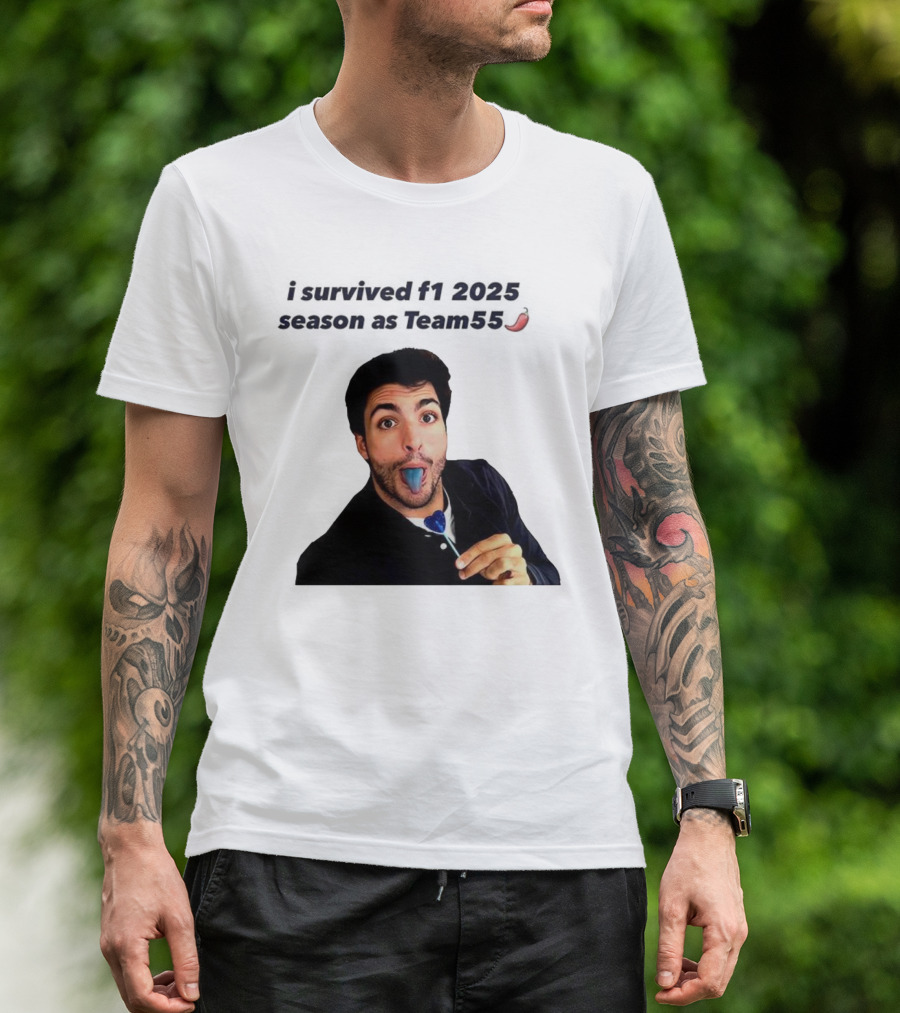 I Survived F1 2025 Season As Team55 Carlos Sainz Blue Tongue Lollipop T-Shirt