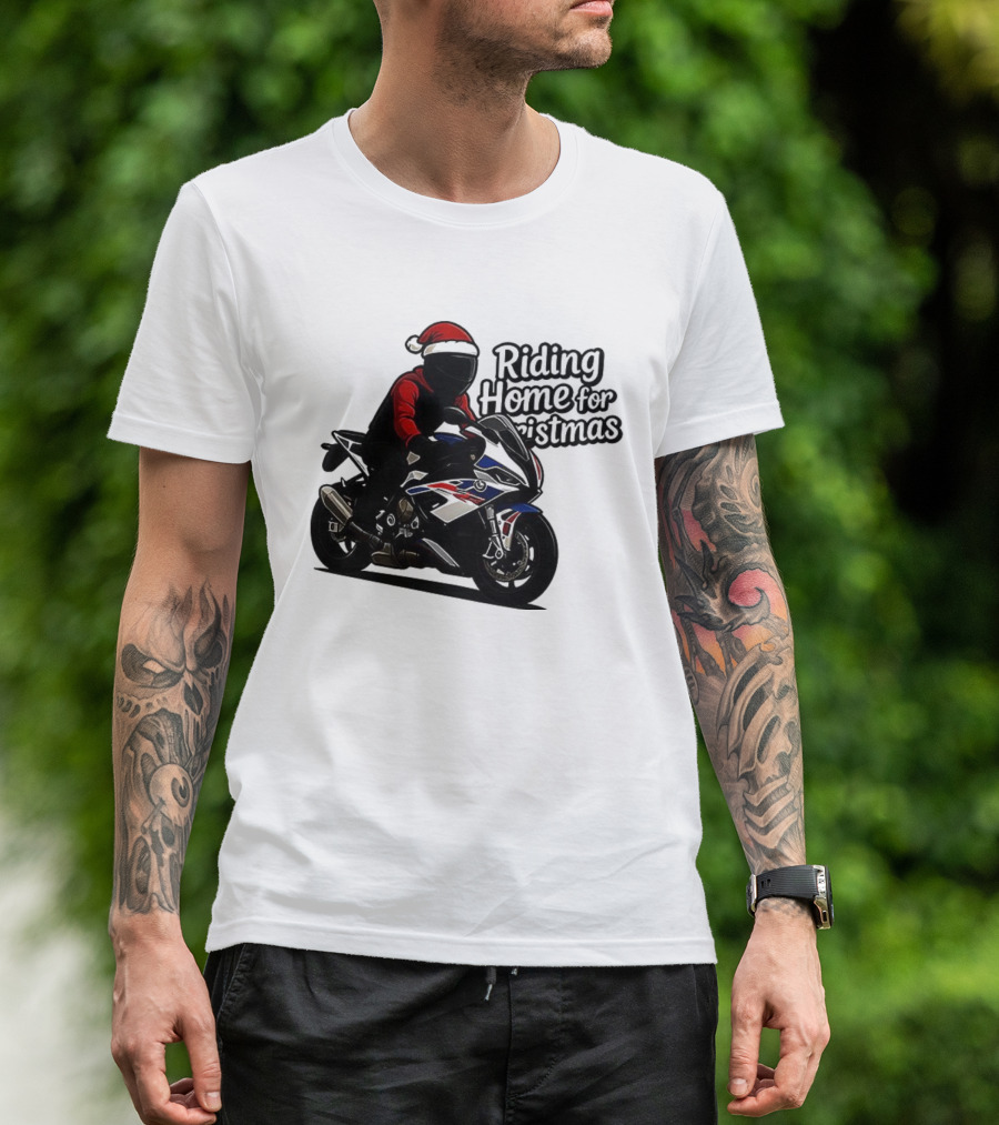 Riding Home For Christmas BMW S1000RR Big Motorbikes T-Shirt