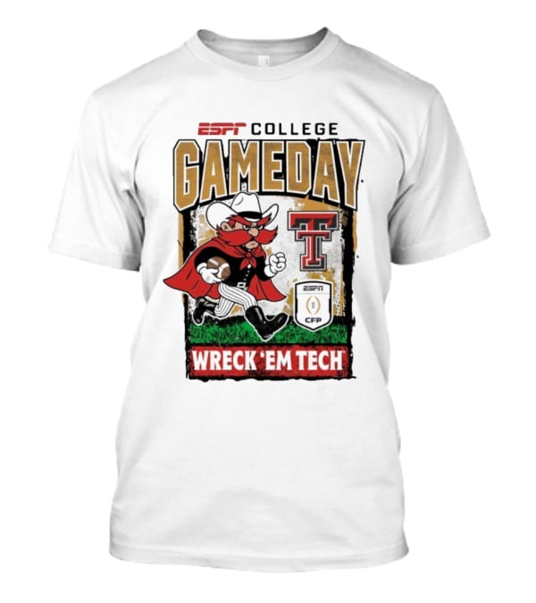 Texas Tech Red Raiders ESPNU College Gameday Wreck 'Em Tech Mascot CFP 2025-2026 T-Shirt