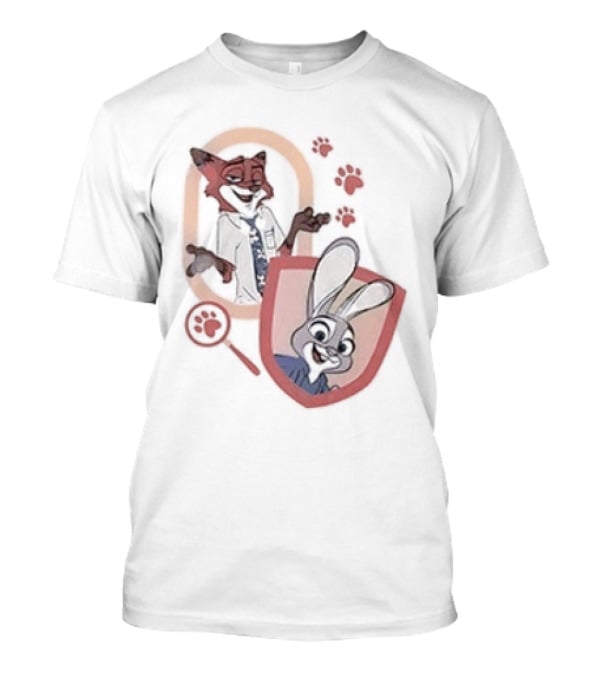 Zootopia 2 Anyone Can Be Anything Cartoon Characters Fox And Bunny Detective Badge T-Shirt