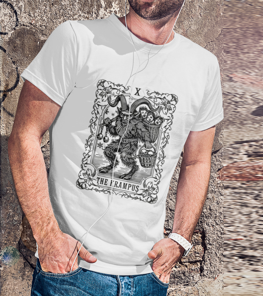 The Krampus Tarot Card X Gothic Occult Christmas Design T-Shirt