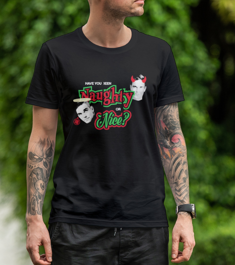 Naughty Or Nice Devil Angel Contrast Faces T-Shirt