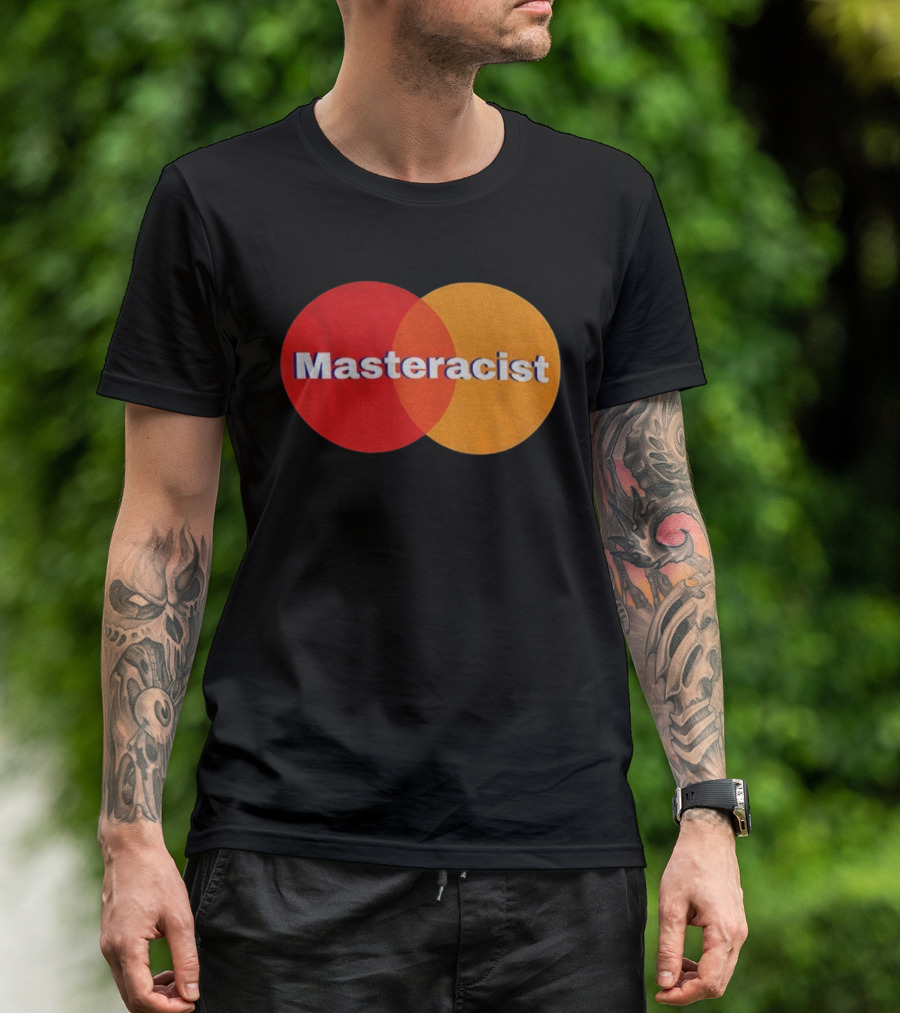 Masterracist Mastercard Parody Iconic Red Orange Overlapping Circles T-Shirt