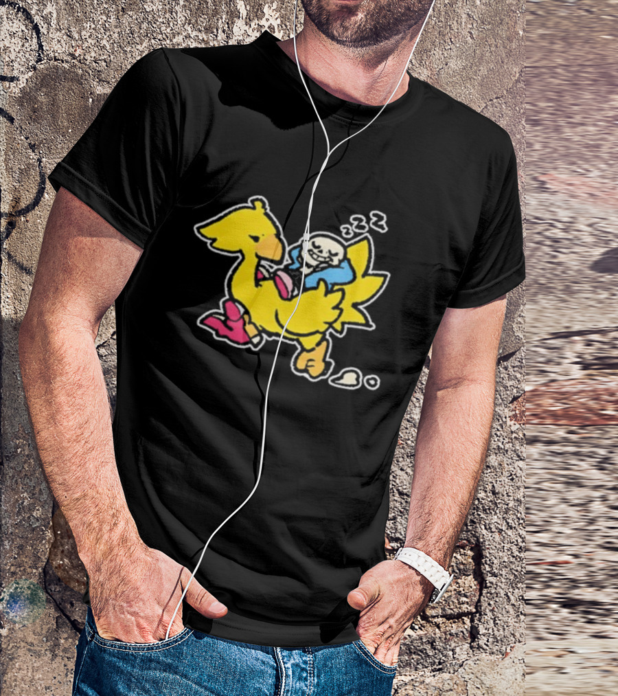 Undertale X Square Enix Sans Riding Chocobo Collaboration T-Shirt