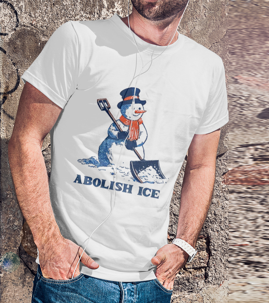 Cute Snowman Abolish Ice Christmas Winter Shovel T-Shirt