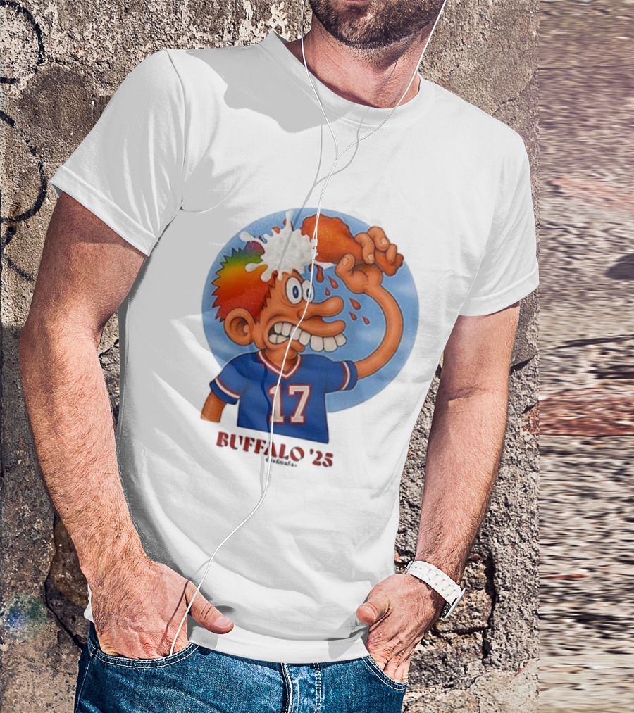 Buffalo Bills Cartoon Character Chicken Wing Helmet 17 Buffalo '25 T-Shirt