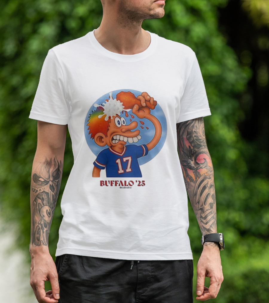 Buffalo Bills Cartoon Character Chicken Wing Helmet 17 Buffalo '25 T-Shirt