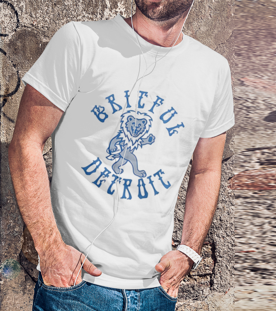 Detroit Lions Grateful Dead Bear Walking Gitful Detroit T-Shirt