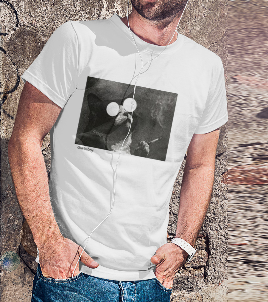 Charlieboy Trippy Cool Cat Smoking Visionary Optical Illusion Retro T-Shirt