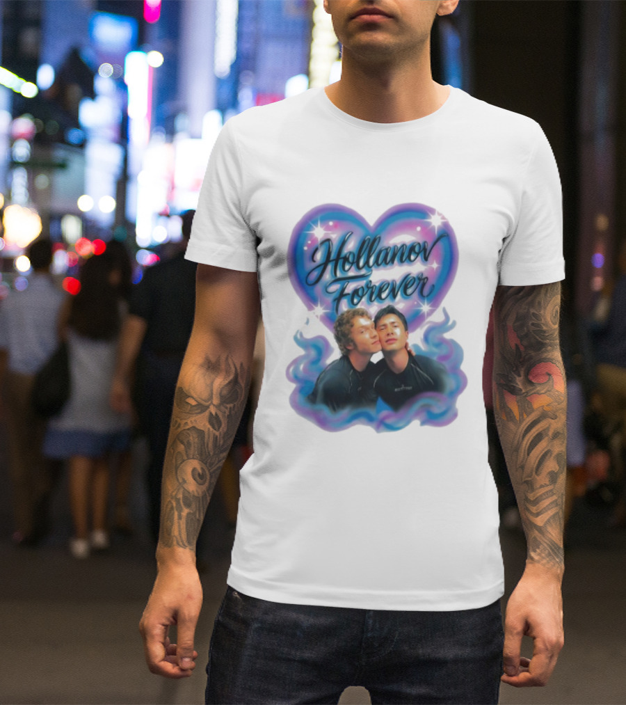 Hollanov Forever Airbrush Heart Blue Pink T-Shirt