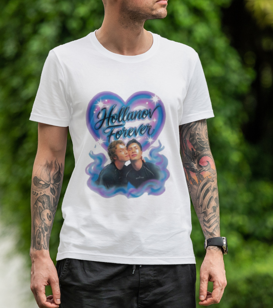 Hollanov Forever Airbrush Heart Blue Pink T-Shirt