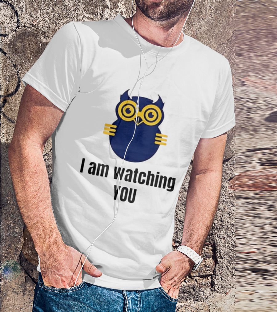 Owl I Am Ing You Blue Yellow Eyes Curvy Wings T-Shirt