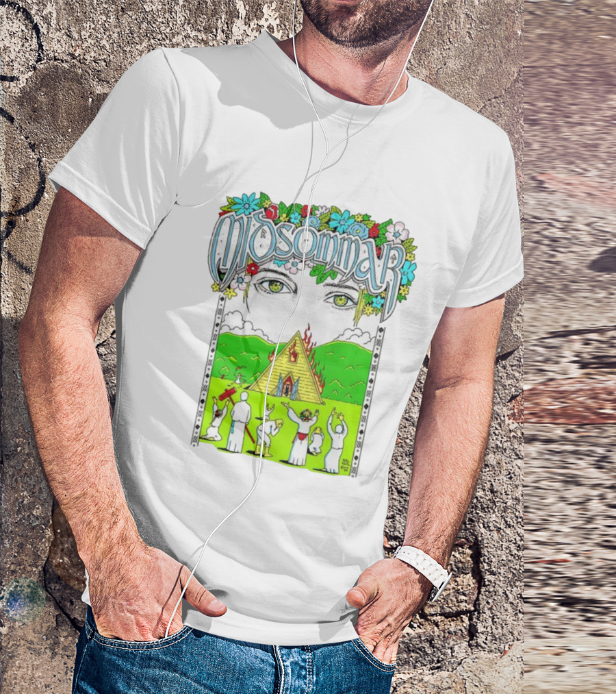 Midsommar Eyes Pyramid Fire Ceremony Illustration T-Shirt