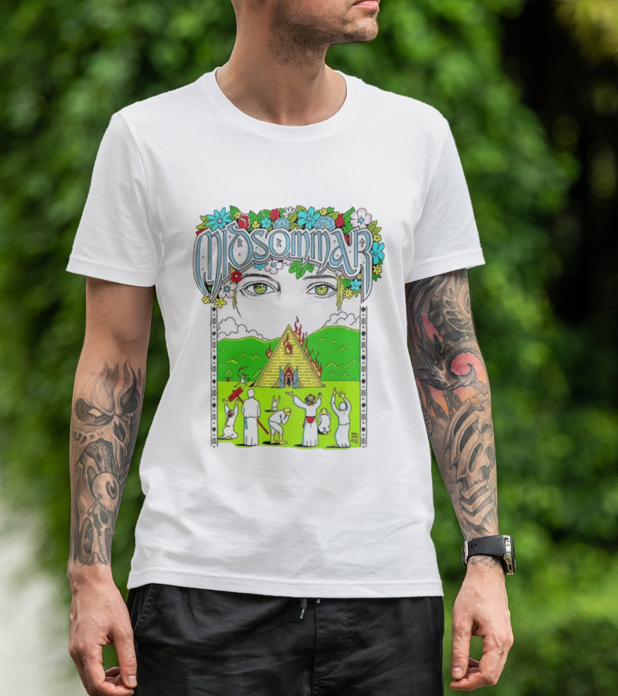 Midsommar Eyes Pyramid Fire Ceremony Illustration T-Shirt