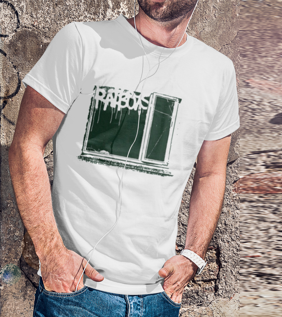 Ratboys Beige Cracked Window Dark Green T-Shirt