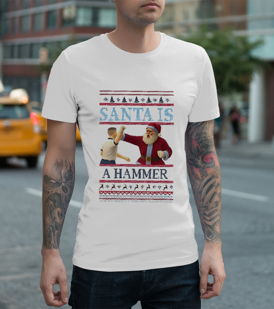 Santa Is A Hammer Christmas Funny Boxing Holiday T-Shirt