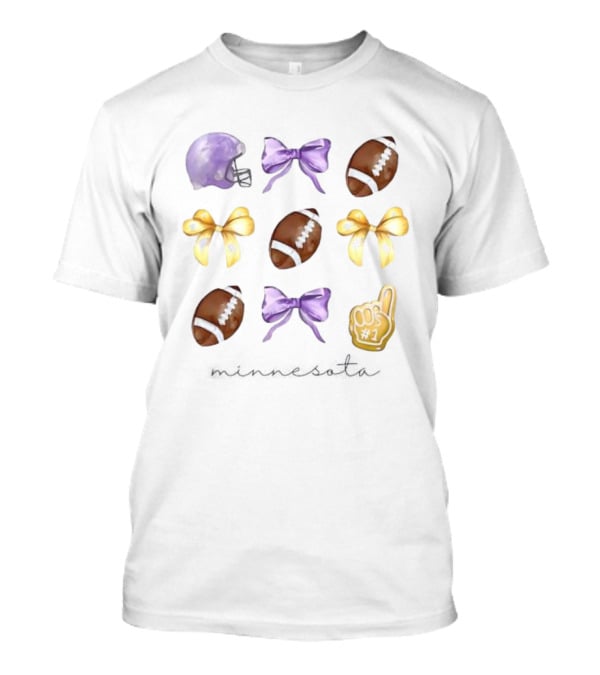 Minnesota Football Helmet Bows Number One Fan Team Spirit T-Shirt